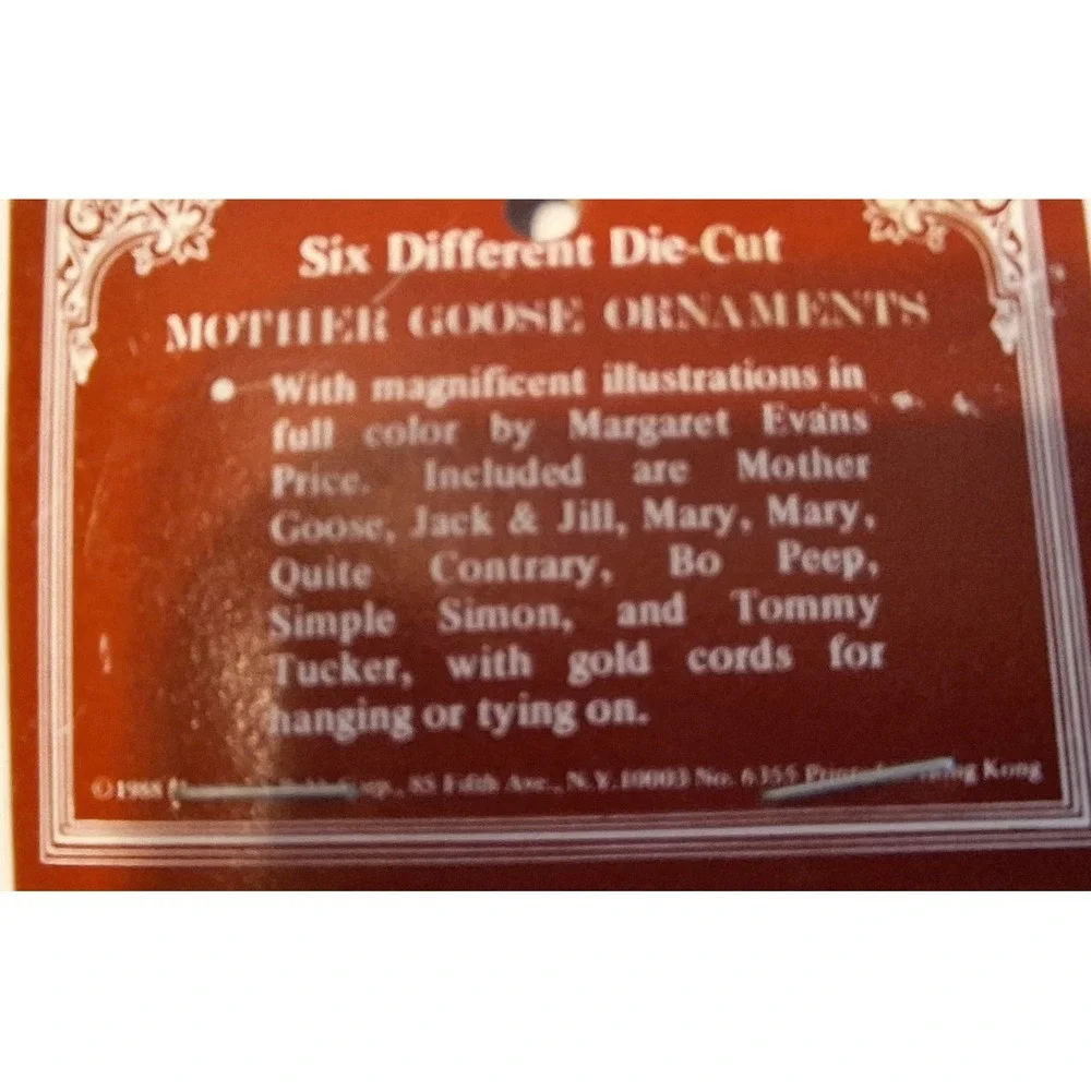 Shackman Die Cuts Mother Goose‎ ornaments six different vintage Hong Kong